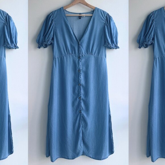 H&M - DIVIDED - Button Up Blue Dress - Picture 1 of 3